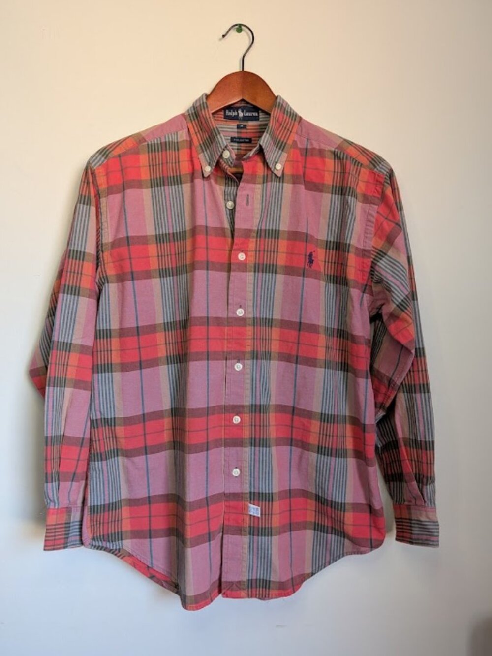 Vintage Polo Ralph Lauren Casual Button Down Shirt Plaid Preppy Mens Medium